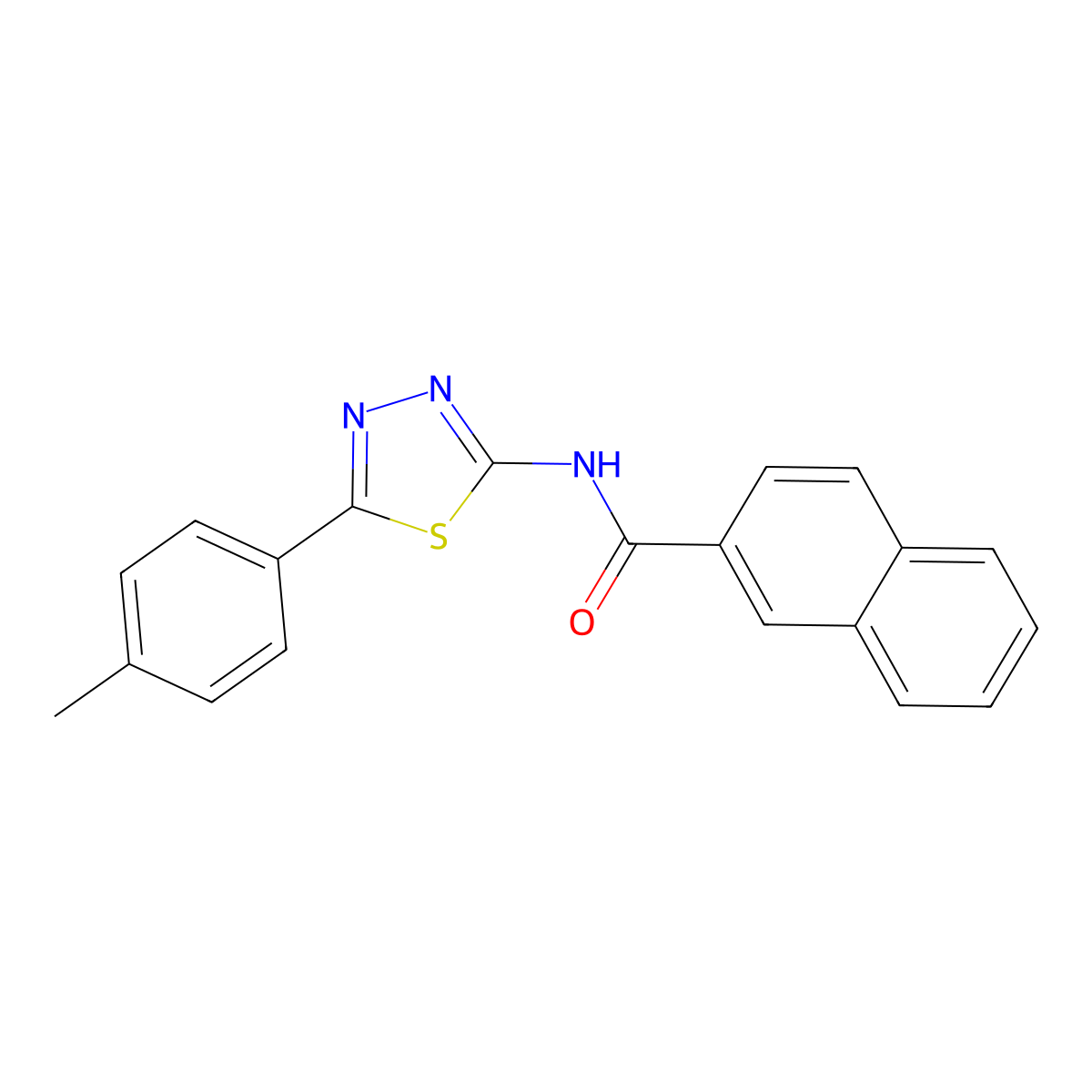 N-[5-(4-methylphenyl)-1,3,4-thiadiazol-2-yl]naphthalene-2-carboxamide molecular structure, CAS 391862-64-9