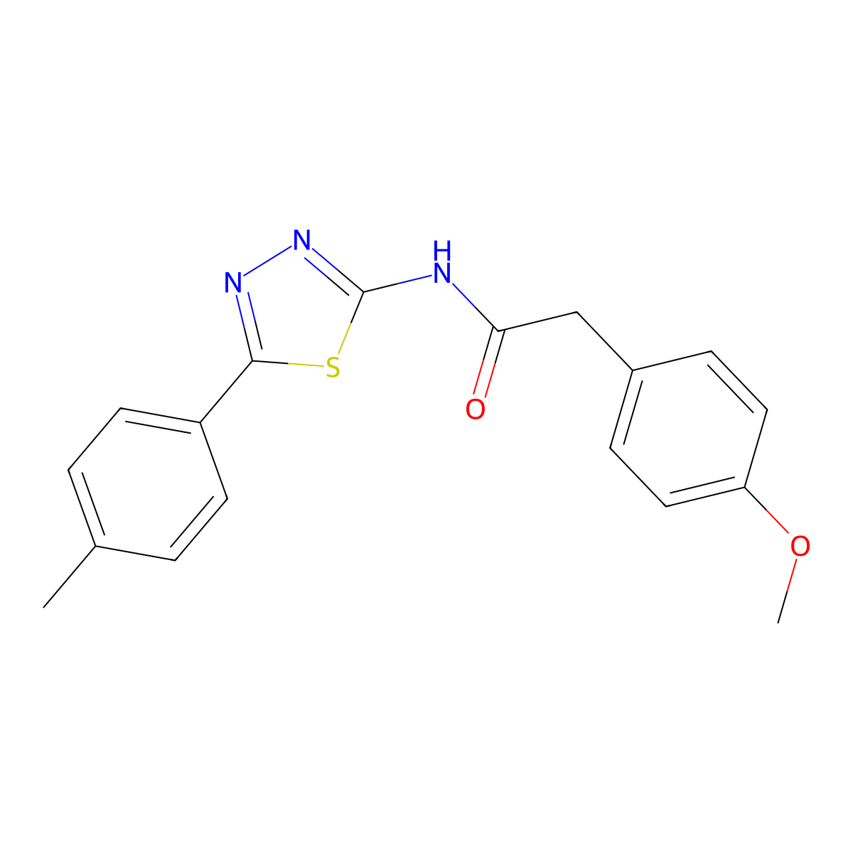 2-(4-methoxyphenyl)-N-[5-(4-methylphenyl)-1,3,4-thiadiazol-2-yl]acetamide molecular structure, CAS 391862-71-8