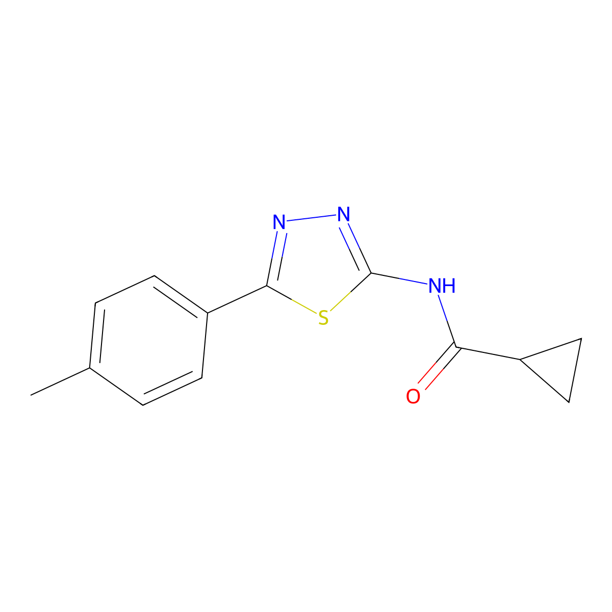 N-[5-(4-methylphenyl)-1,3,4-thiadiazol-2-yl]cyclopropanecarboxamide molecular structure, CAS 391862-74-1
