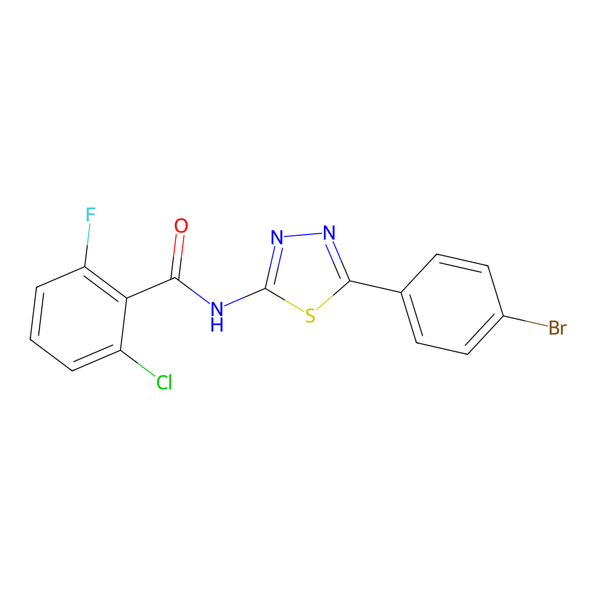 N-[5-(4-bromophenyl)-1,3,4-thiadiazol-2-yl]-2-chloro-6-fluorobenzamide molecular structure, CAS 391862-76-3
