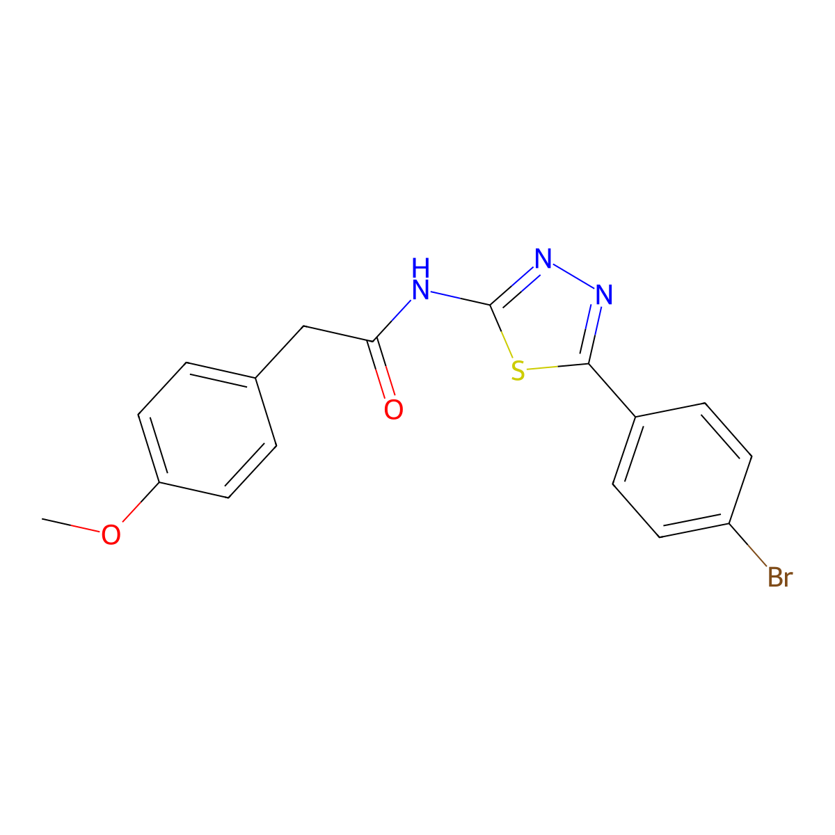 N-[5-(4-bromophenyl)-1,3,4-thiadiazol-2-yl]-2-(4-methoxyphenyl)acetamide molecular structure, CAS 391862-86-5
