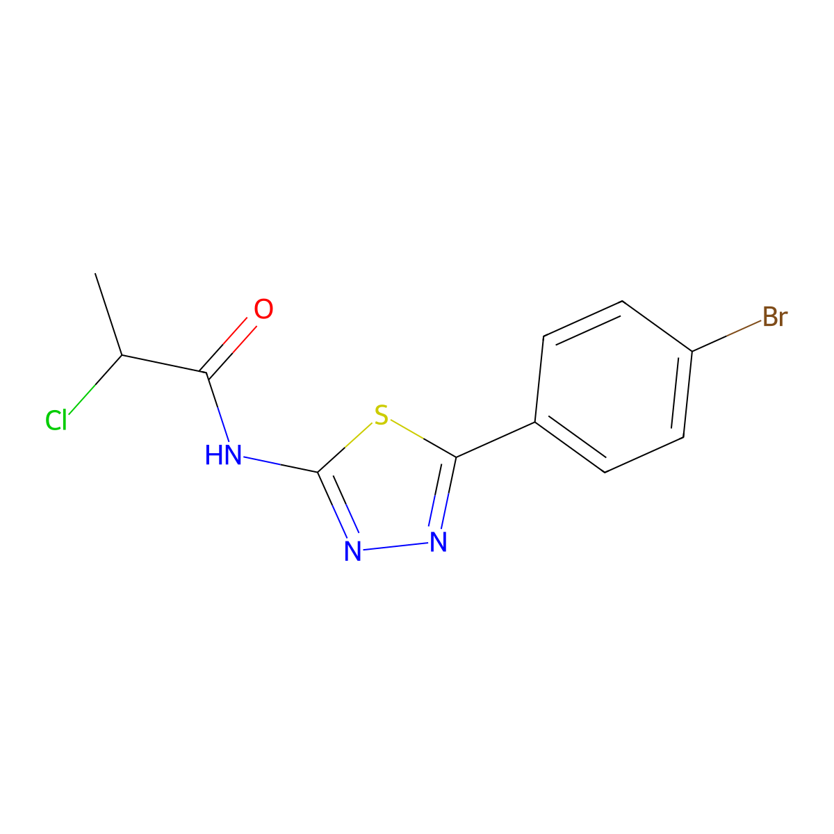 N-[5-(4-bromophenyl)-1,3,4-thiadiazol-2-yl]-2-chloropropanamide molecular structure, CAS 391862-87-6