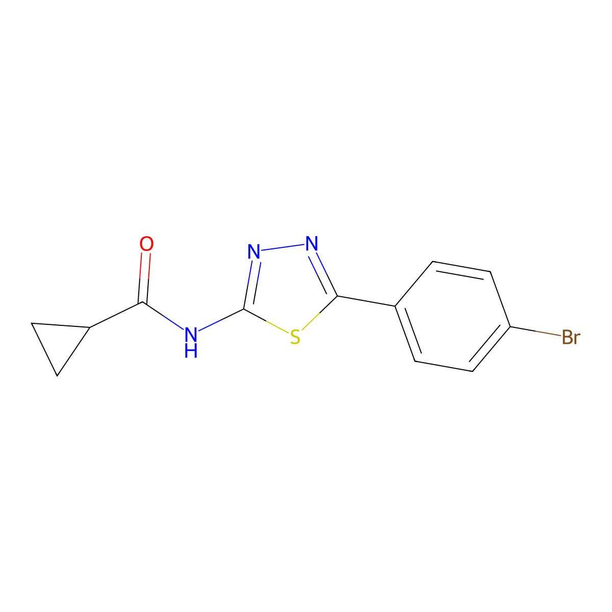 N-[5-(4-bromophenyl)-1,3,4-thiadiazol-2-yl]cyclopropanecarboxamide molecular structure, CAS 391862-89-8