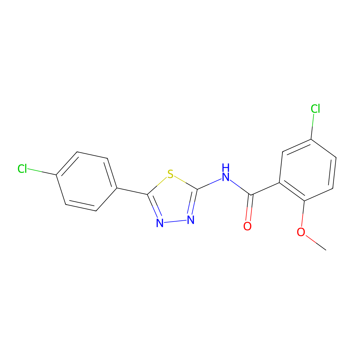 5-chloro-N-[5-(4-chlorophenyl)-1,3,4-thiadiazol-2-yl]-2-methoxybenzamide molecular structure, CAS 391862-90-1
