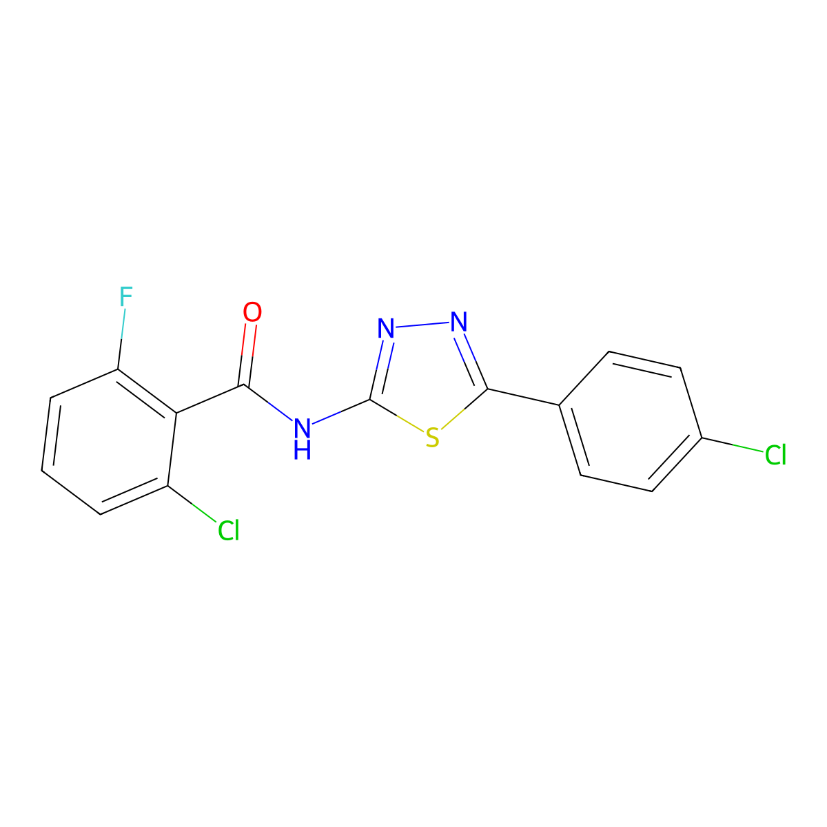 2-chloro-N-[5-(4-chlorophenyl)-1,3,4-thiadiazol-2-yl]-6-fluorobenzamide molecular structure, CAS 391862-91-2
