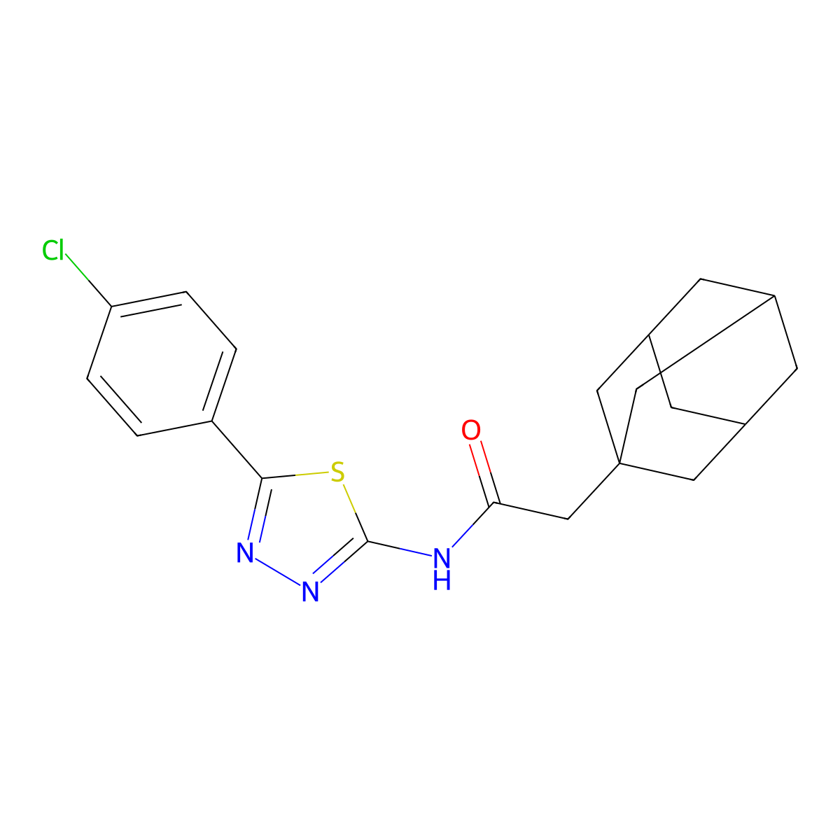 2-(1-adamantyl)-N-[5-(4-chlorophenyl)-1,3,4-thiadiazol-2-yl]acetamide molecular structure, CAS 391862-98-9