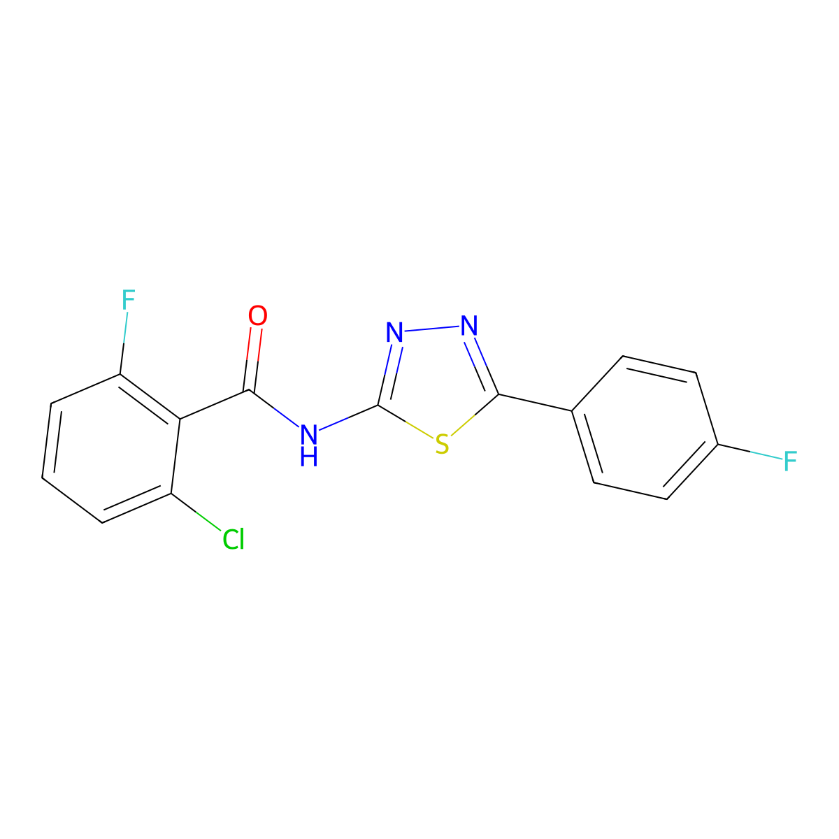 2-chloro-6-fluoro-N-[5-(4-fluorophenyl)-1,3,4-thiadiazol-2-yl]benzamide molecular structure, CAS 391863-04-0