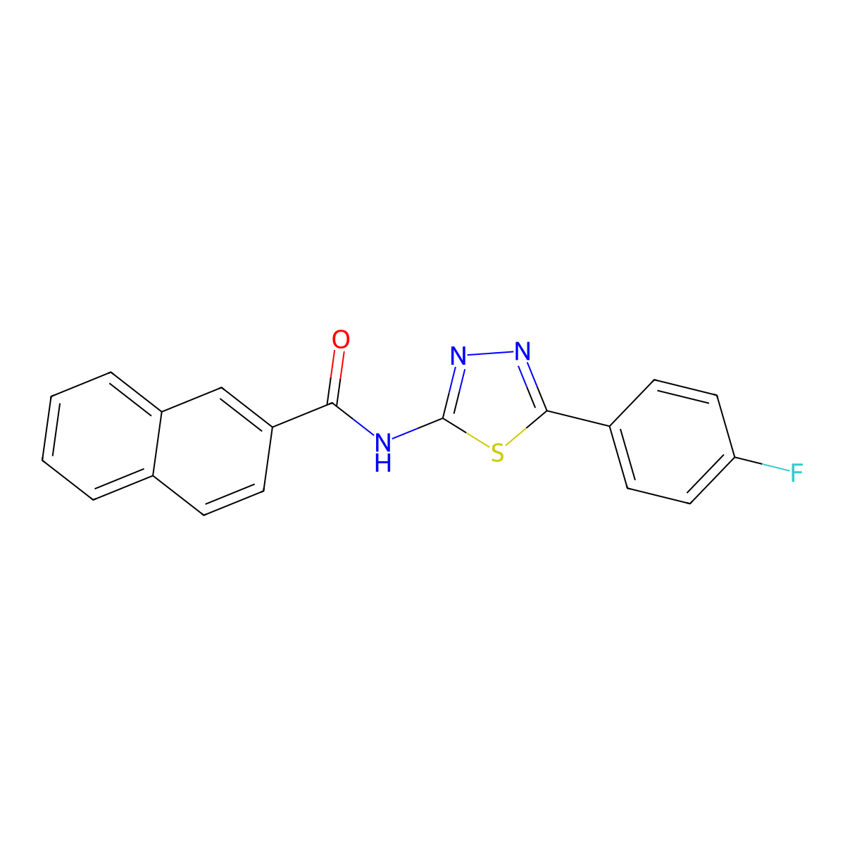 N-[5-(4-fluorophenyl)-1,3,4-thiadiazol-2-yl]naphthalene-2-carboxamide molecular structure, CAS 391863-06-2