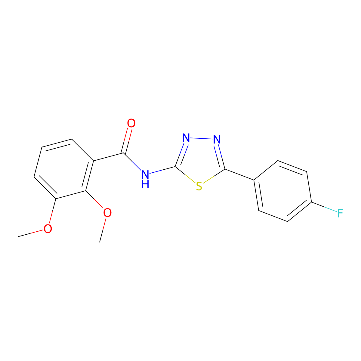 N-[5-(4-fluorophenyl)-1,3,4-thiadiazol-2-yl]-2,3-dimethoxybenzamide molecular structure, CAS 391863-07-3