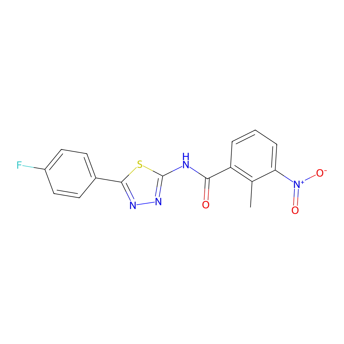 N-[5-(4-fluorophenyl)-1,3,4-thiadiazol-2-yl]-2-methyl-3-nitrobenzamide molecular structure, CAS 391863-08-4
