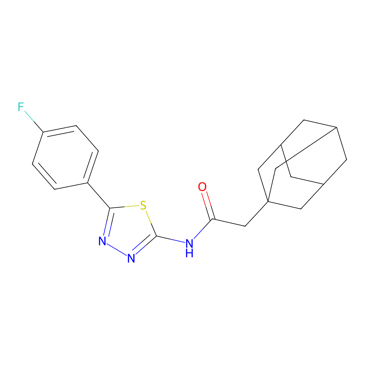 2-(1-adamantyl)-N-[5-(4-fluorophenyl)-1,3,4-thiadiazol-2-yl]acetamide molecular structure, CAS 391863-13-1