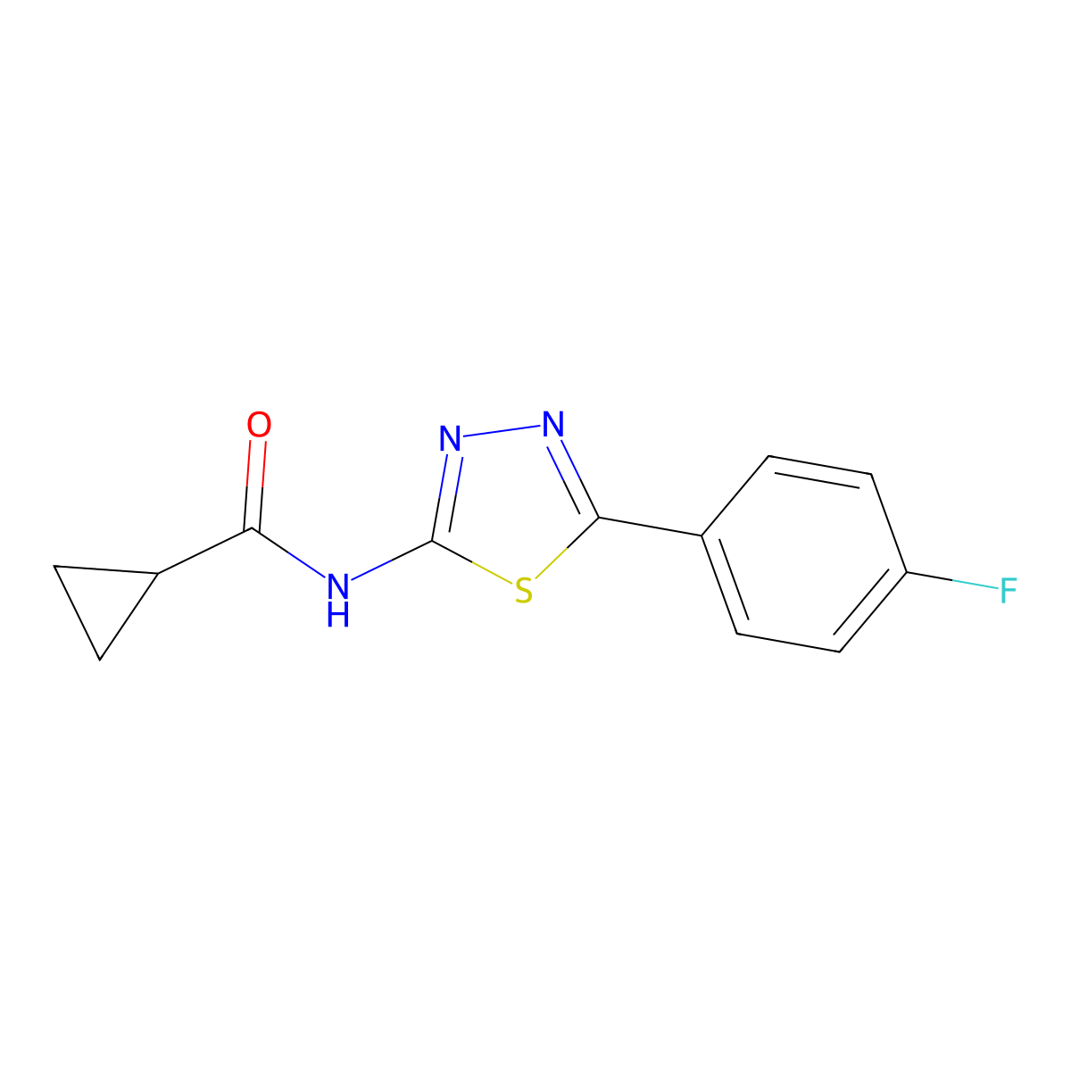 N-[5-(4-fluorophenyl)-1,3,4-thiadiazol-2-yl]cyclopropanecarboxamide molecular structure, CAS 391863-17-5