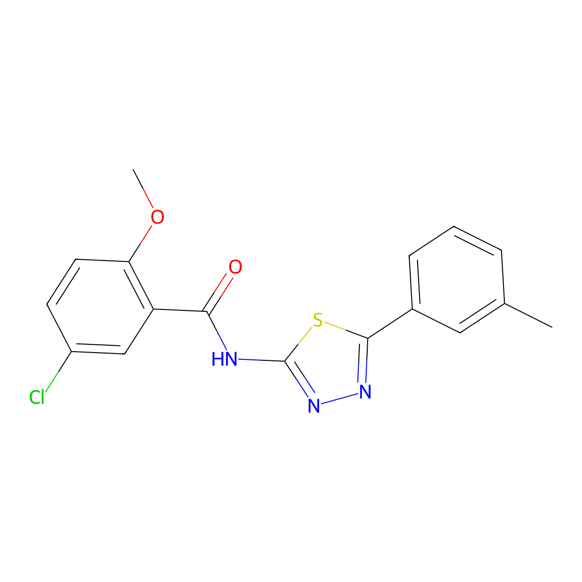 5-chloro-2-methoxy-N-[5-(3-methylphenyl)-1,3,4-thiadiazol-2-yl]benzamide molecular structure, CAS 391863-18-6