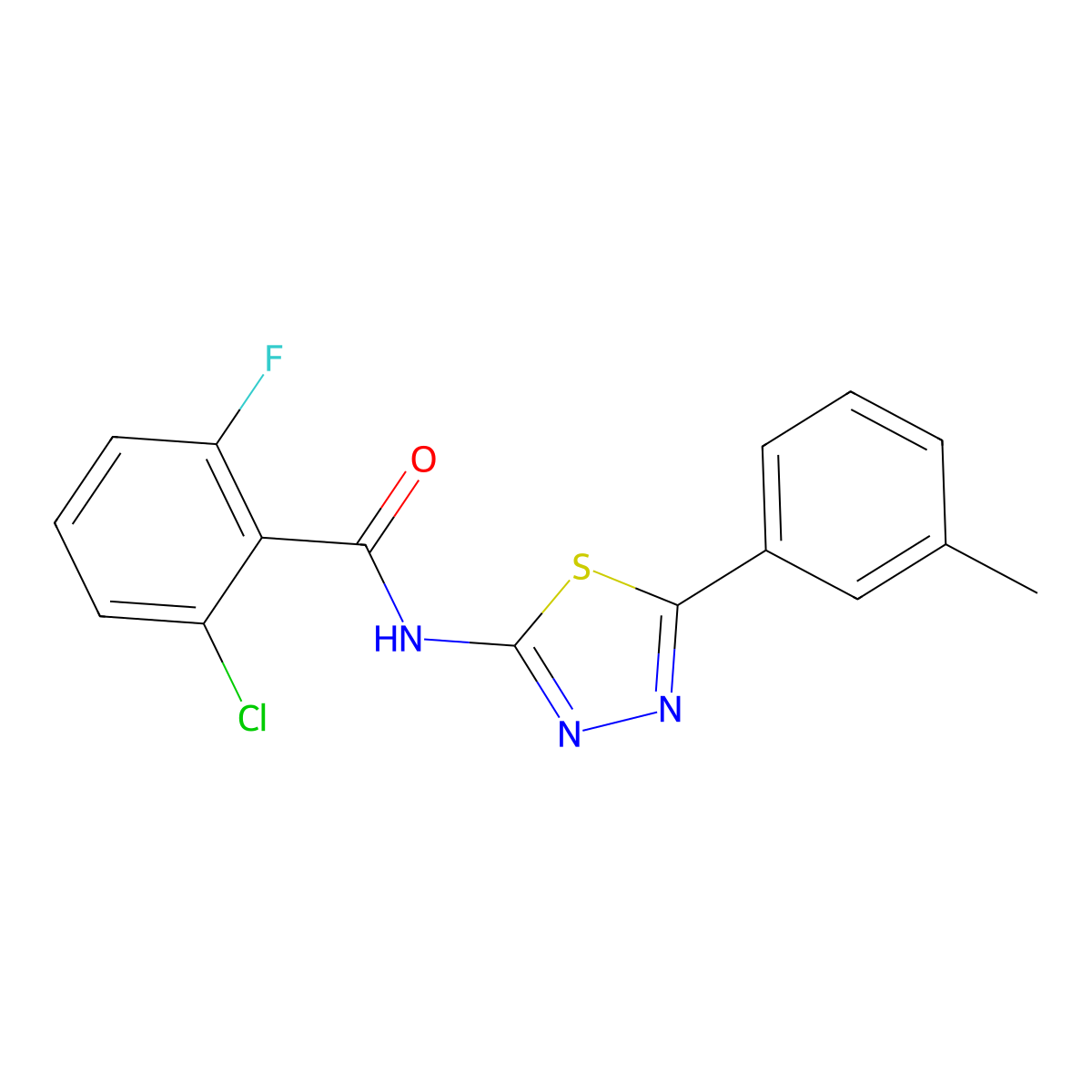 2-chloro-6-fluoro-N-[5-(3-methylphenyl)-1,3,4-thiadiazol-2-yl]benzamide molecular structure, CAS 391863-19-7