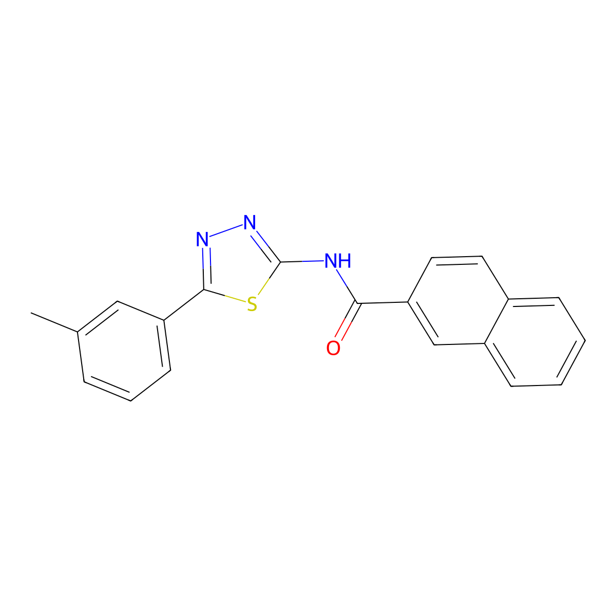 N-[5-(3-methylphenyl)-1,3,4-thiadiazol-2-yl]naphthalene-2-carboxamide molecular structure, CAS 391863-20-0