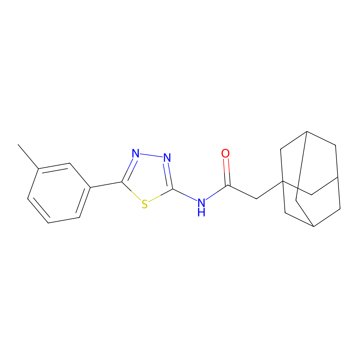 2-(1-adamantyl)-N-[5-(3-methylphenyl)-1,3,4-thiadiazol-2-yl]acetamide molecular structure, CAS 391863-26-6