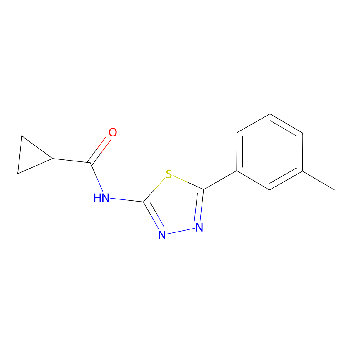 N-[5-(3-methylphenyl)-1,3,4-thiadiazol-2-yl]cyclopropanecarboxamide molecular structure, CAS 391863-30-2