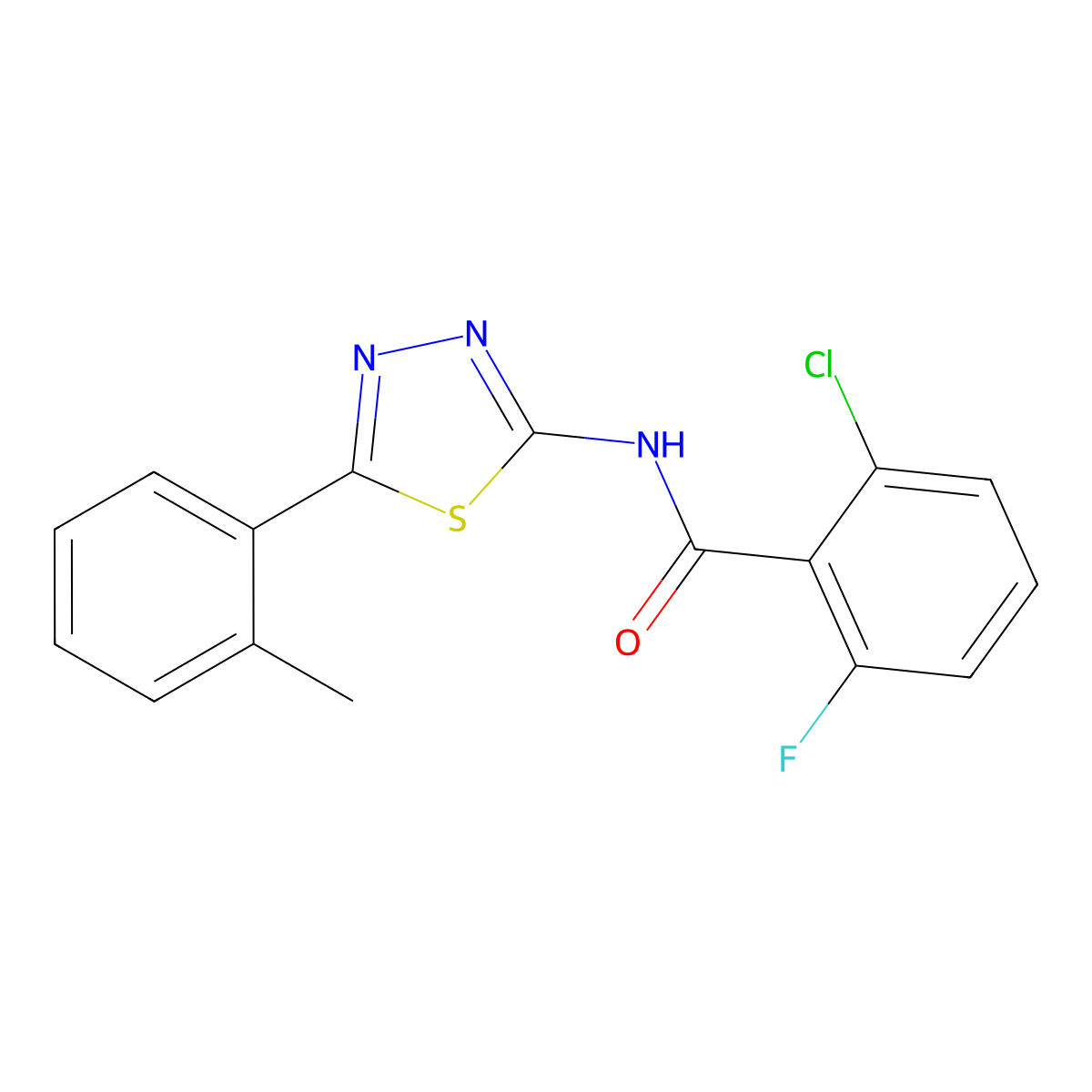 2-chloro-6-fluoro-N-[5-(2-methylphenyl)-1,3,4-thiadiazol-2-yl]benzamide molecular structure, CAS 391863-32-4