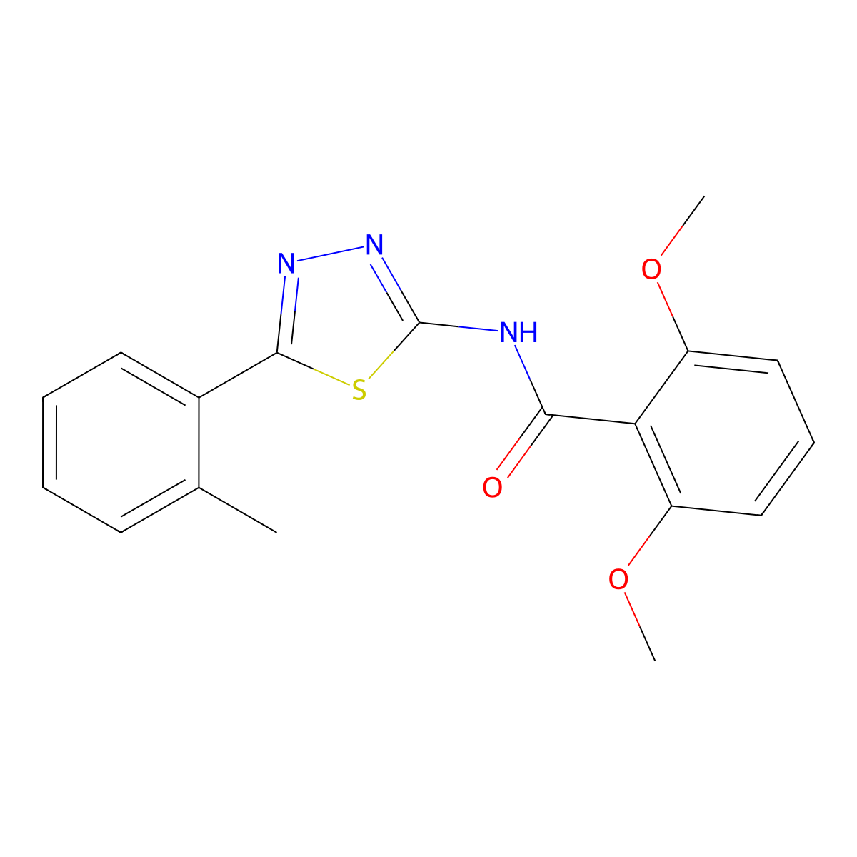 2,6-dimethoxy-N-[5-(2-methylphenyl)-1,3,4-thiadiazol-2-yl]benzamide molecular structure, CAS 391863-39-1