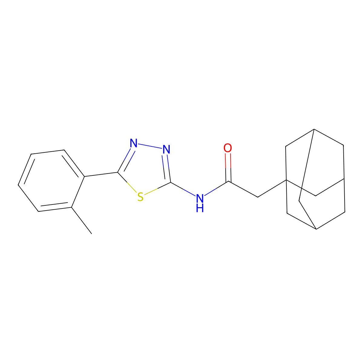 2-(1-adamantyl)-N-[5-(2-methylphenyl)-1,3,4-thiadiazol-2-yl]acetamide molecular structure, CAS 391863-40-4