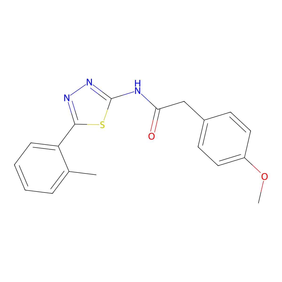 2-(4-methoxyphenyl)-N-[5-(2-methylphenyl)-1,3,4-thiadiazol-2-yl]acetamide molecular structure, CAS 391863-41-5