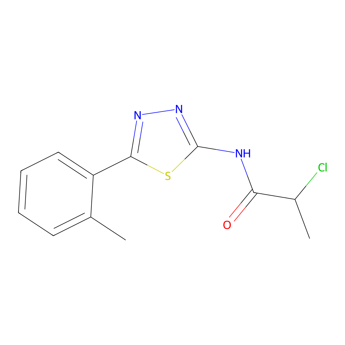 2-chloro-N-[5-(2-methylphenyl)-1,3,4-thiadiazol-2-yl]propanamide molecular structure, CAS 391863-43-7