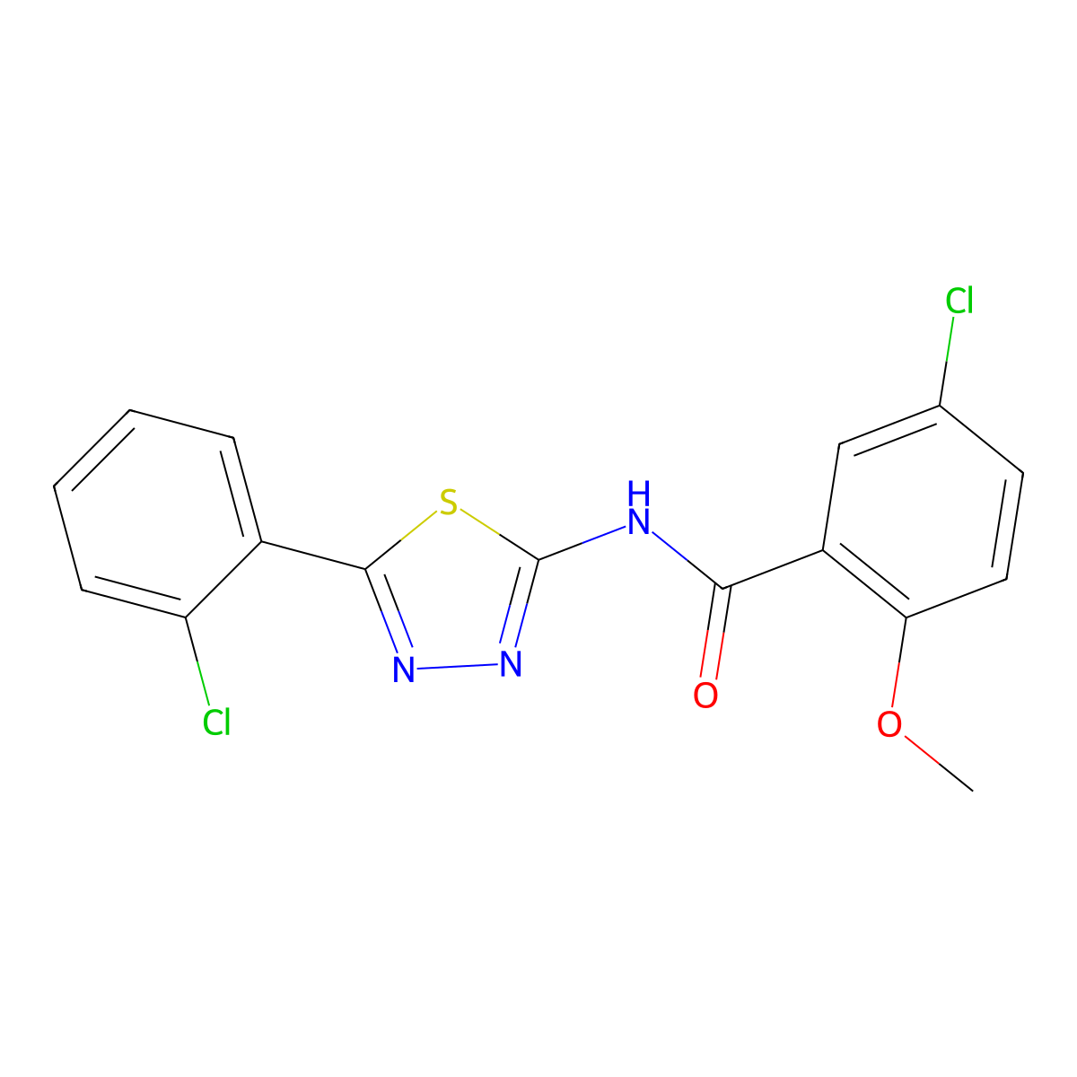 5-chloro-N-[5-(2-chlorophenyl)-1,3,4-thiadiazol-2-yl]-2-methoxybenzamide molecular structure, CAS 391863-47-1