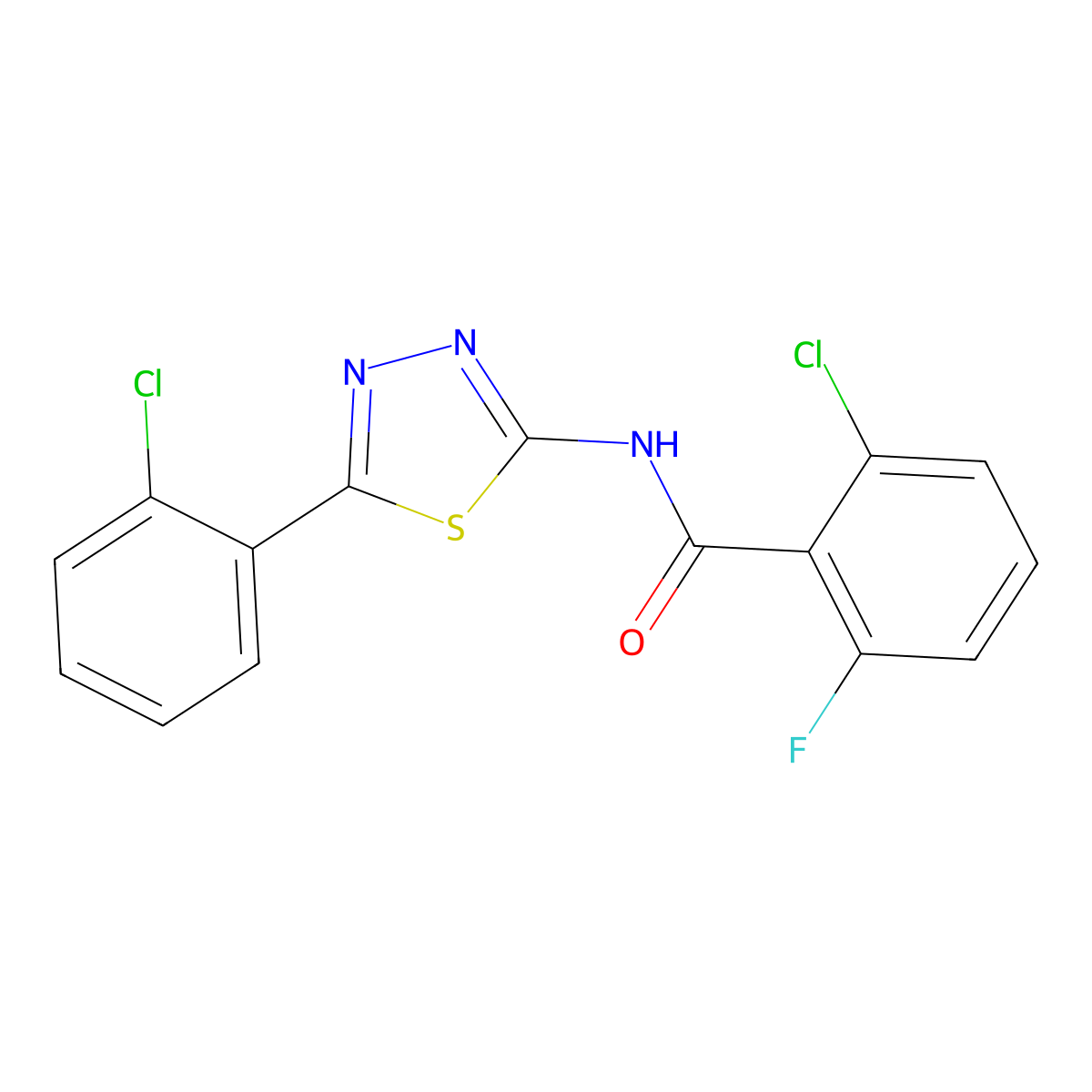 2-chloro-N-[5-(2-chlorophenyl)-1,3,4-thiadiazol-2-yl]-6-fluorobenzamide molecular structure, CAS 391863-49-3