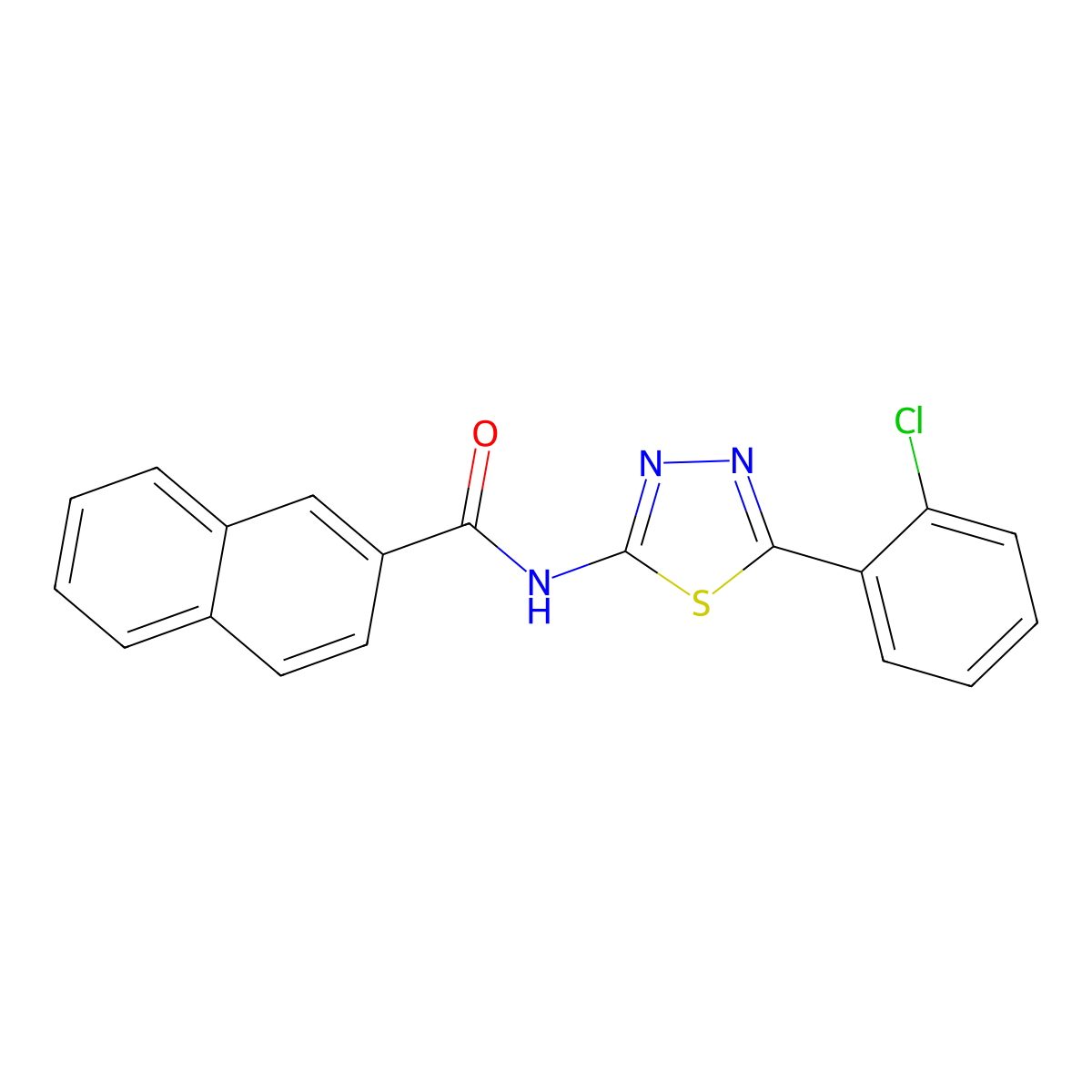 N-[5-(2-chlorophenyl)-1,3,4-thiadiazol-2-yl]naphthalene-2-carboxamide molecular structure, CAS 391863-53-9