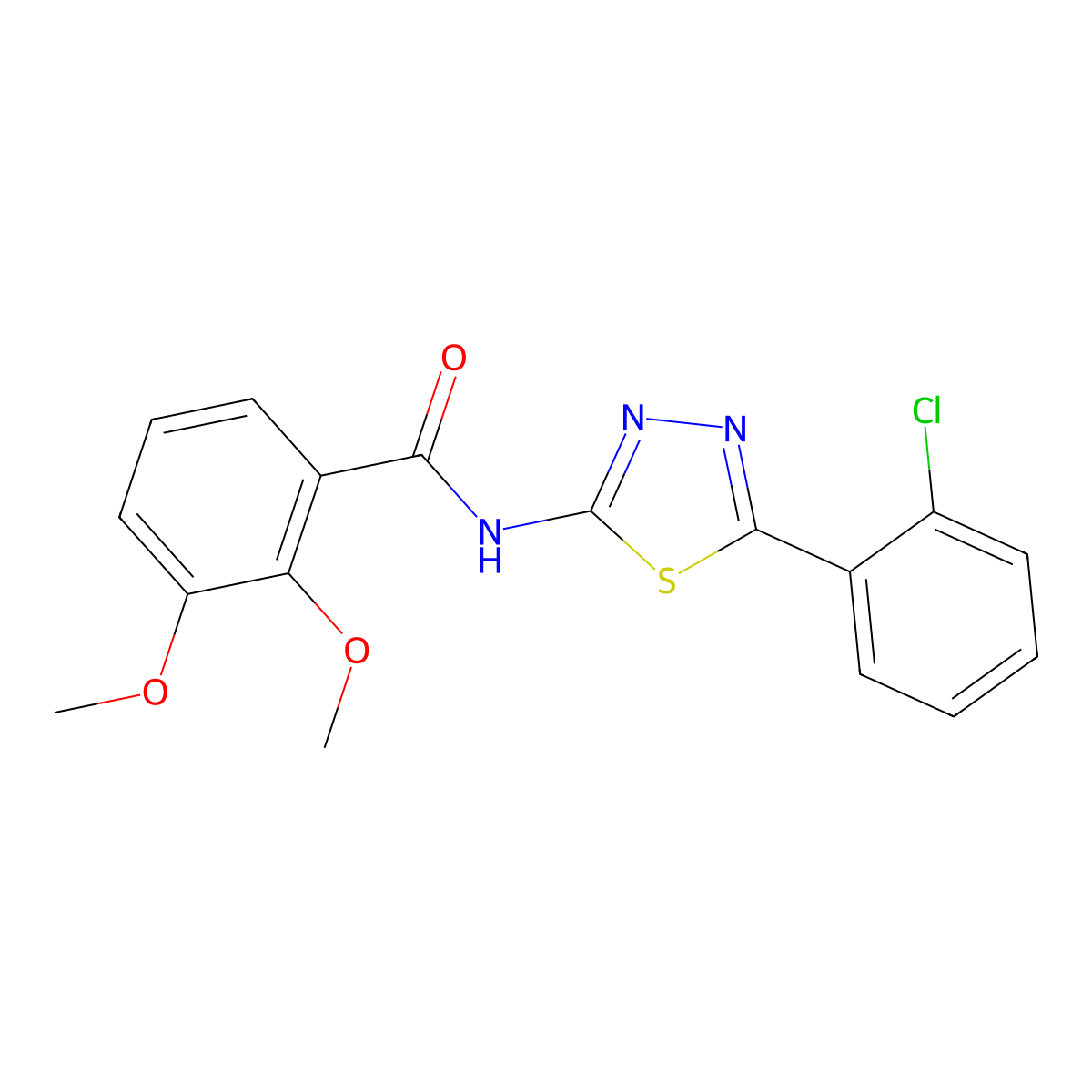 N-(5-(2-chlorophenyl)-1,3,4-thiadiazol-2-yl)-2,3-dimethoxybenzamide molecular structure, CAS 391863-55-1