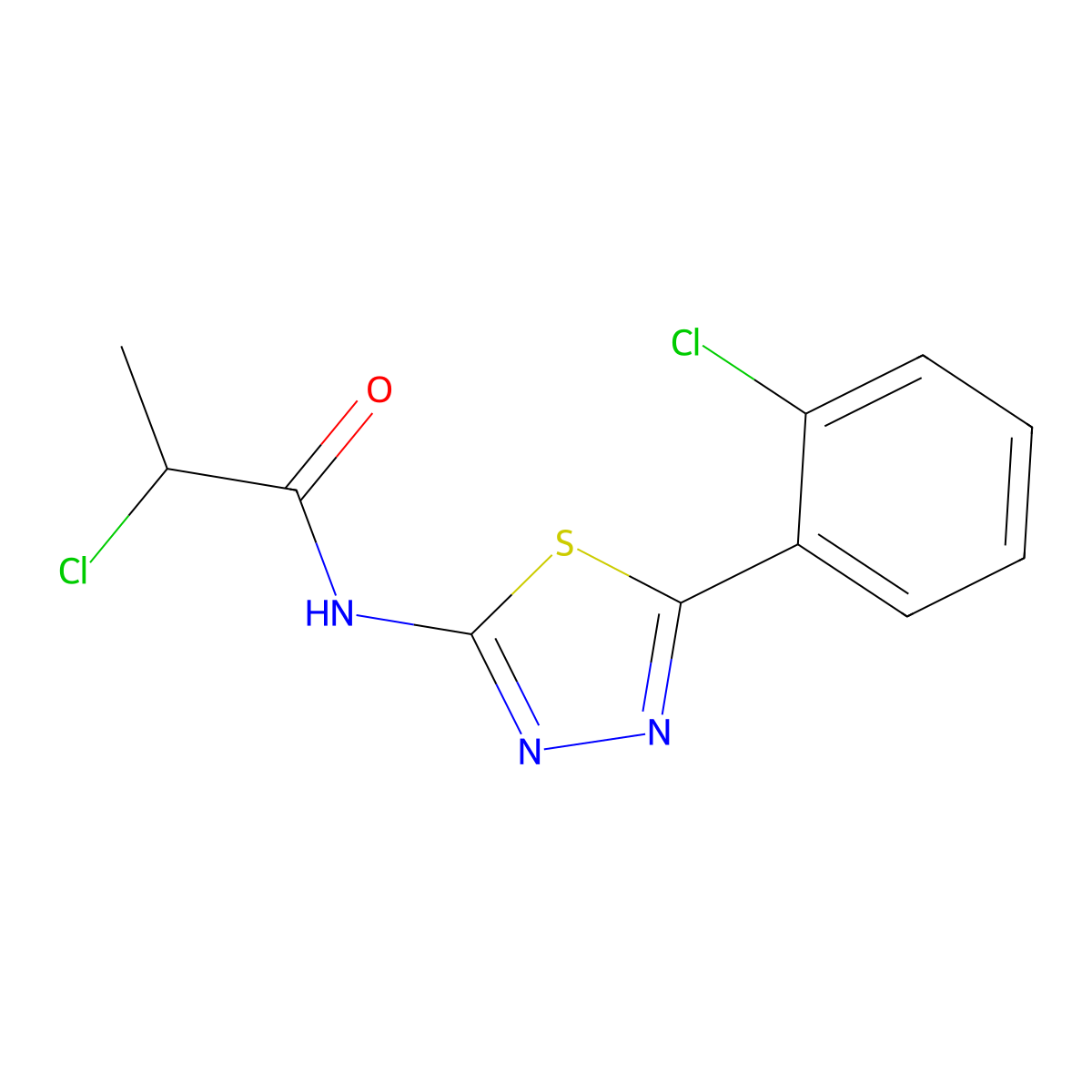 2-chloro-N-[5-(2-chlorophenyl)-1,3,4-thiadiazol-2-yl]propanamide molecular structure, CAS 391863-69-7