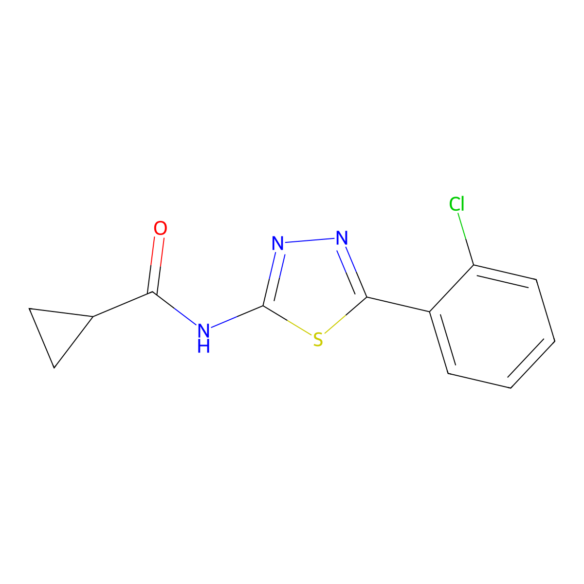 N-[5-(2-chlorophenyl)-1,3,4-thiadiazol-2-yl]cyclopropanecarboxamide molecular structure, CAS 391863-73-3