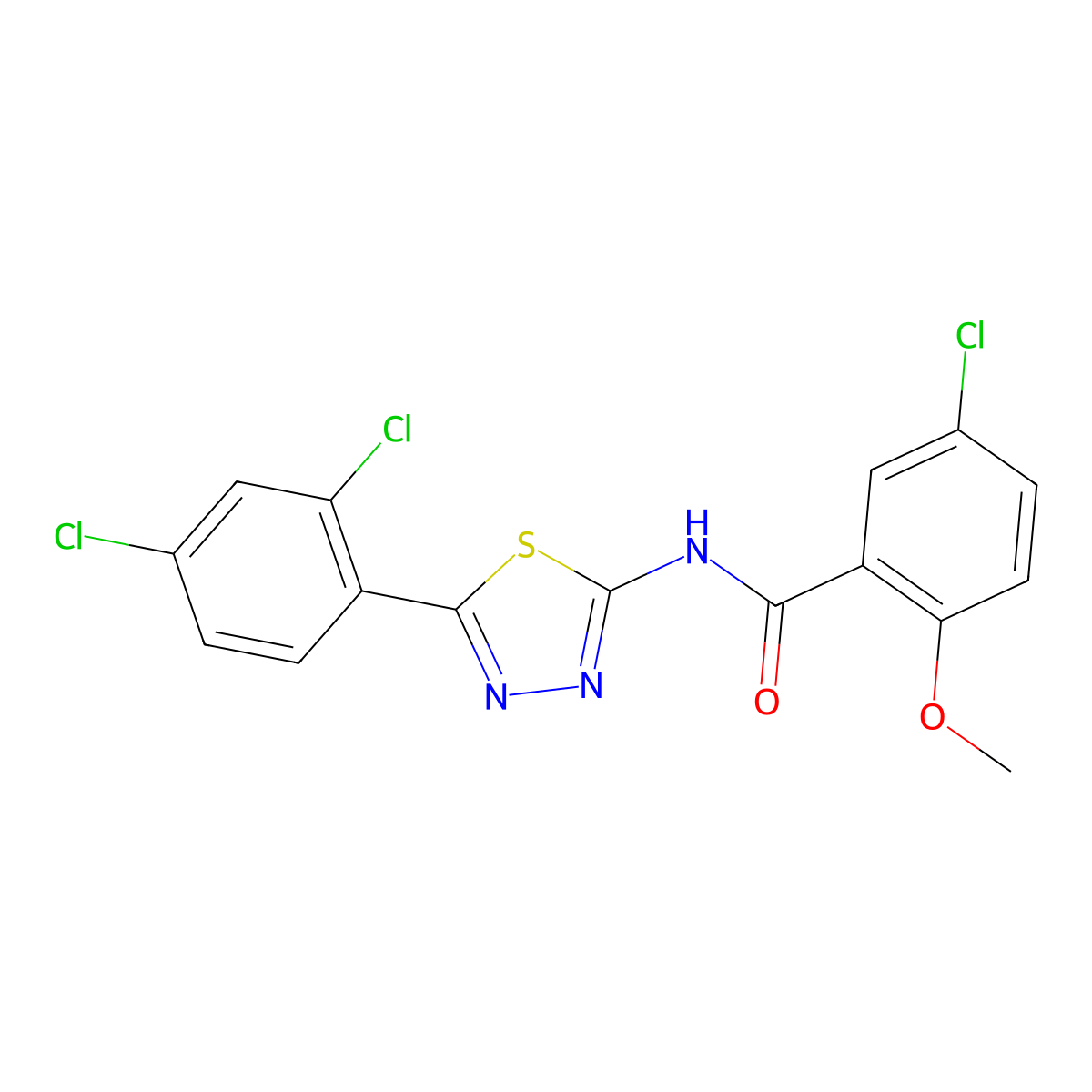 5-chloro-N-[5-(2,4-dichlorophenyl)-1,3,4-thiadiazol-2-yl]-2-methoxybenzamide molecular structure, CAS 391863-75-5
