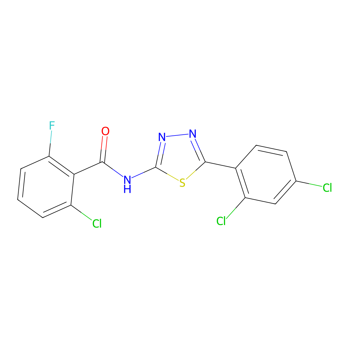 2-chloro-N-[5-(2,4-dichlorophenyl)-1,3,4-thiadiazol-2-yl]-6-fluorobenzamide molecular structure, CAS 391863-76-6