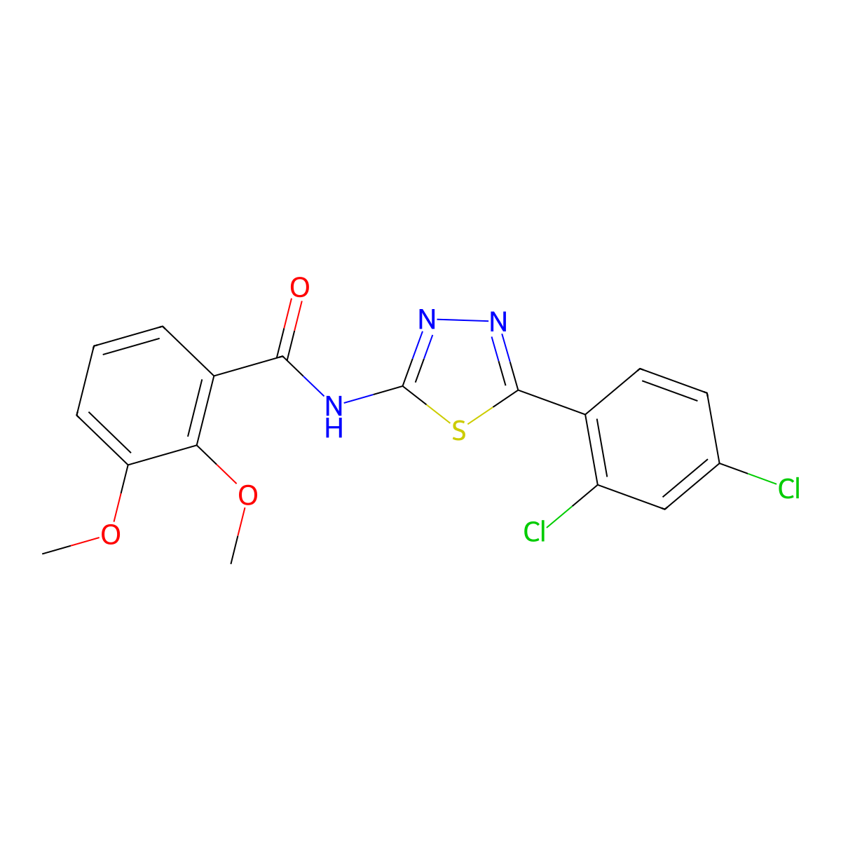N-[5-(2,4-dichlorophenyl)-1,3,4-thiadiazol-2-yl]-2,3-dimethoxybenzamide molecular structure, CAS 391863-79-9