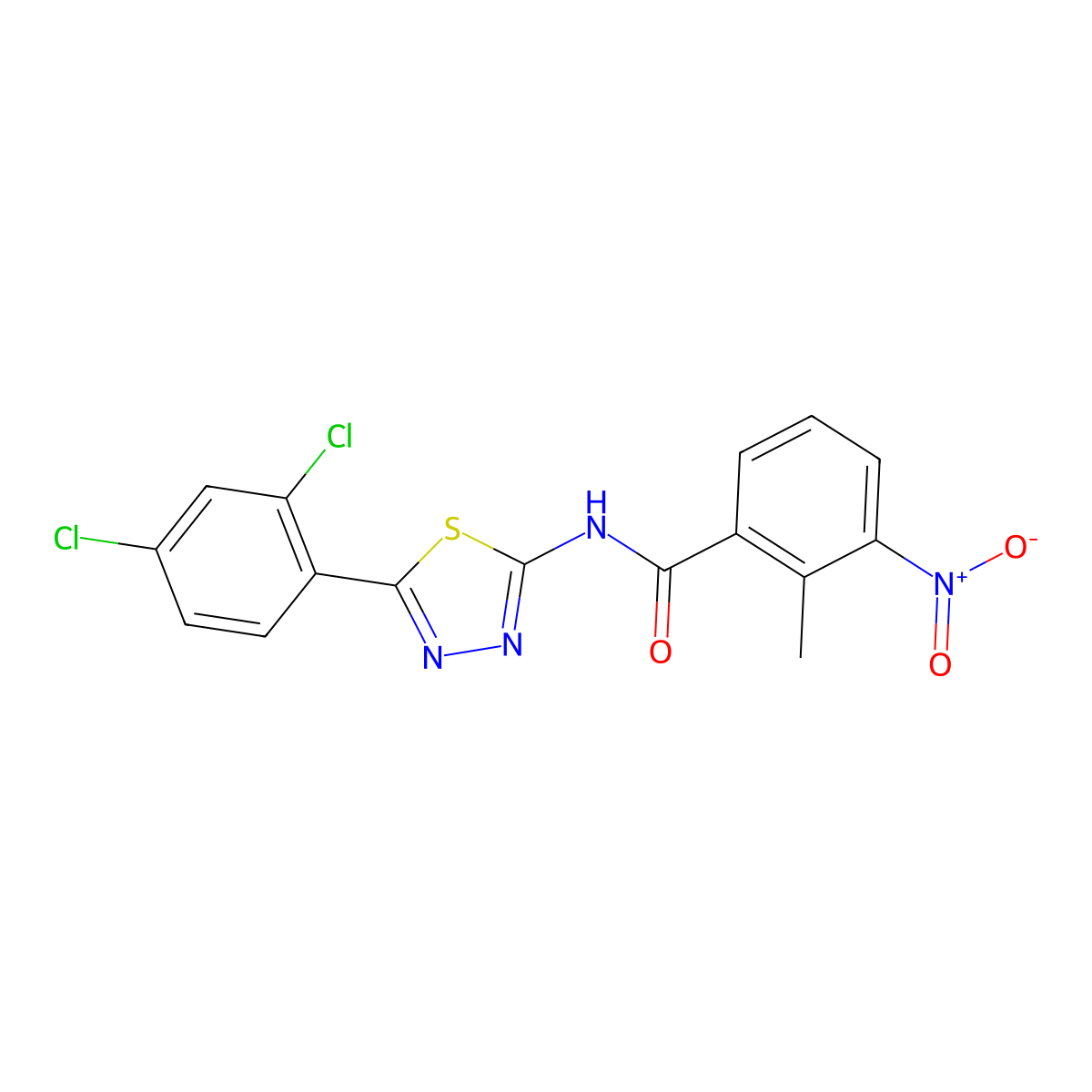 N-[5-(2,4-dichlorophenyl)-1,3,4-thiadiazol-2-yl]-2-methyl-3-nitrobenzamide molecular structure, CAS 391863-80-2