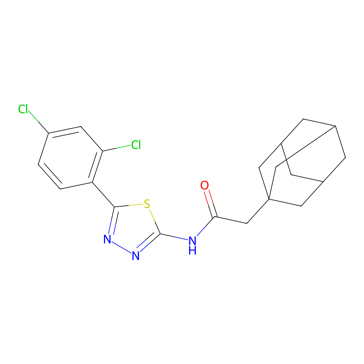 2-(1-adamantyl)-N-[5-(2,4-dichlorophenyl)-1,3,4-thiadiazol-2-yl]acetamide molecular structure, CAS 391863-84-6
