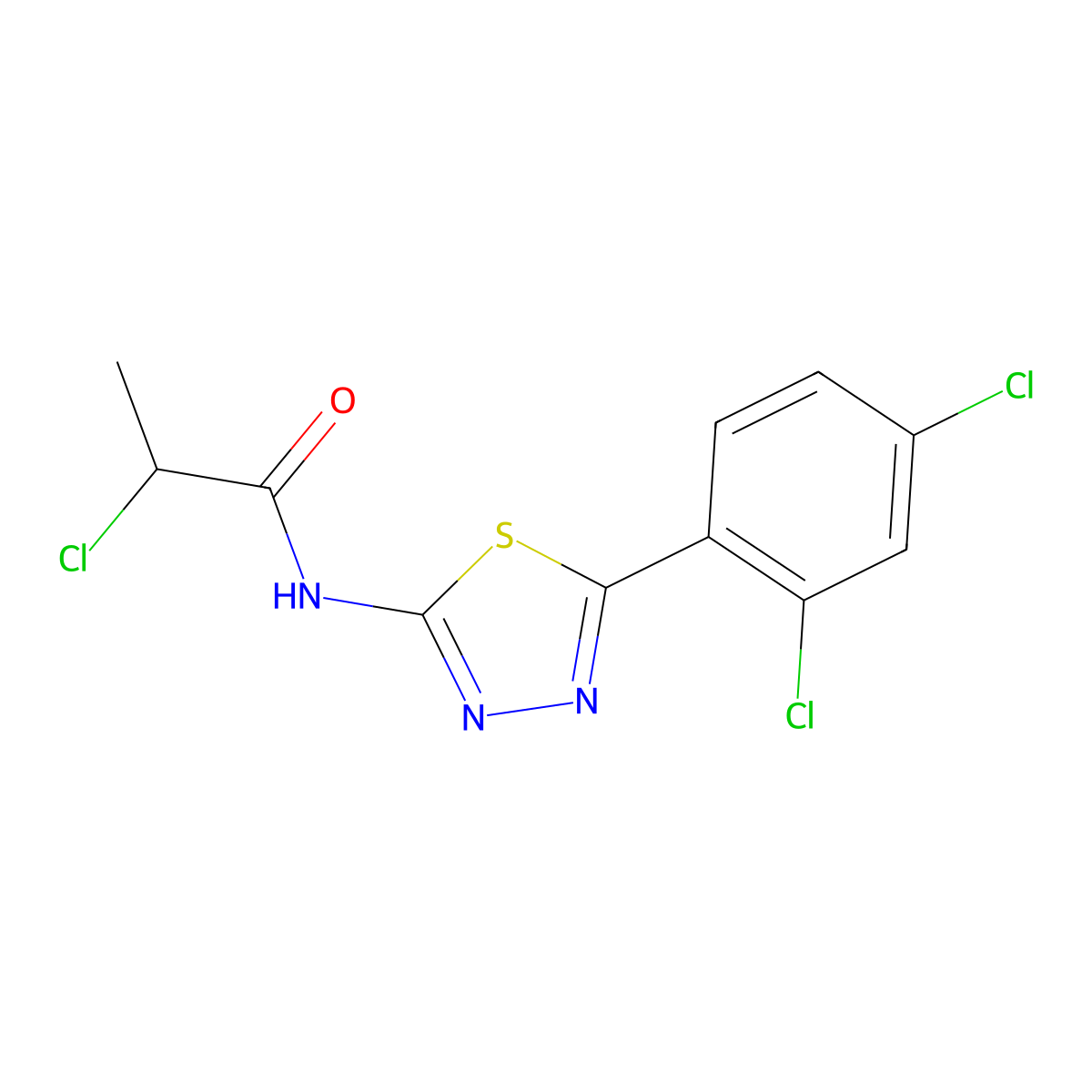 2-chloro-N-[5-(2,4-dichlorophenyl)-1,3,4-thiadiazol-2-yl]propanamide molecular structure, CAS 391863-85-7