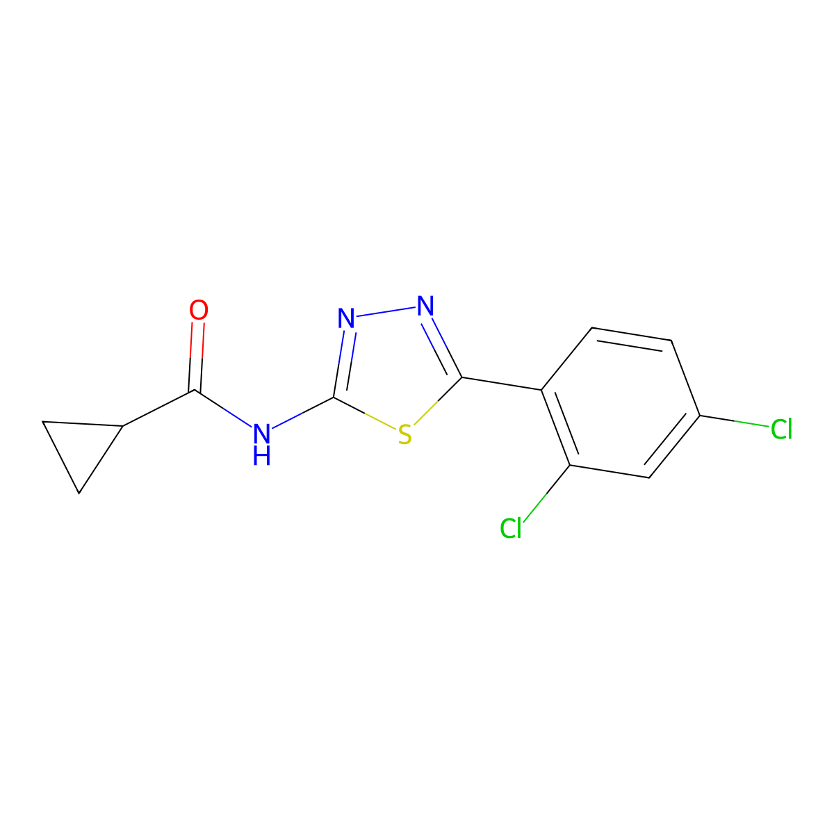N-[5-(2,4-dichlorophenyl)-1,3,4-thiadiazol-2-yl]cyclopropanecarboxamide molecular structure, CAS 391863-87-9