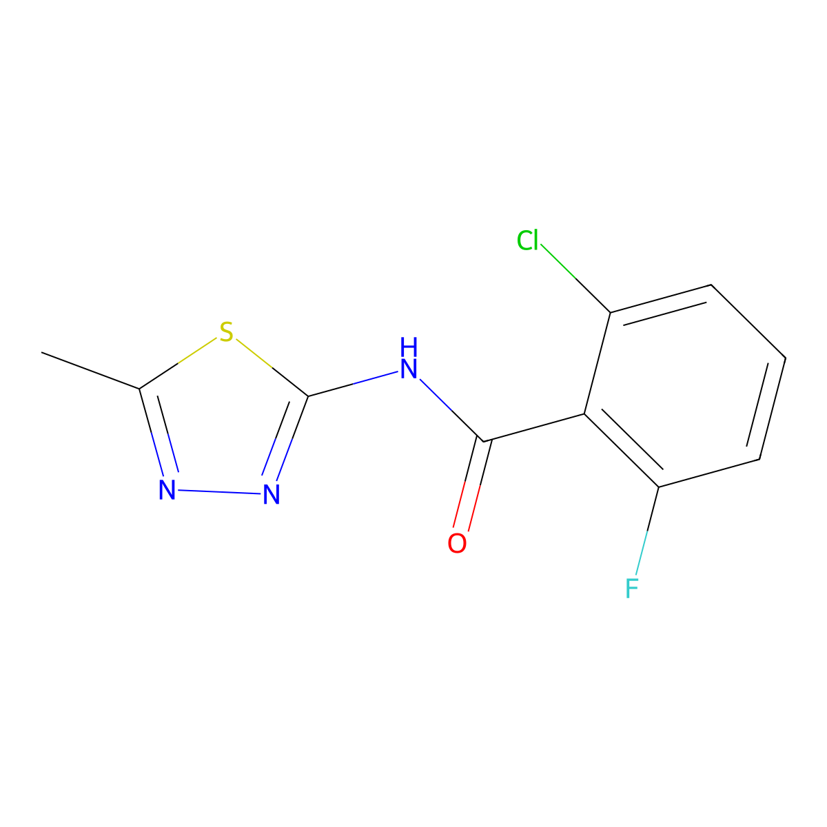 2-chloro-6-fluoro-N-(5-methyl-1,3,4-thiadiazol-2-yl)benzamide molecular structure, CAS 391863-88-0