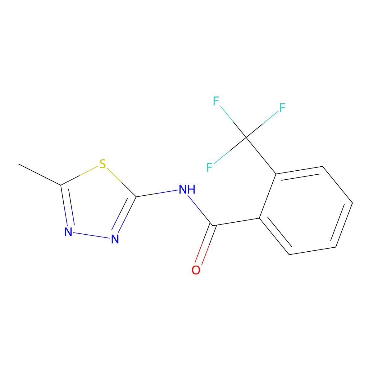 N-(5-methyl-1,3,4-thiadiazol-2-yl)-2-(trifluoromethyl)benzamide molecular structure, CAS 391863-91-5