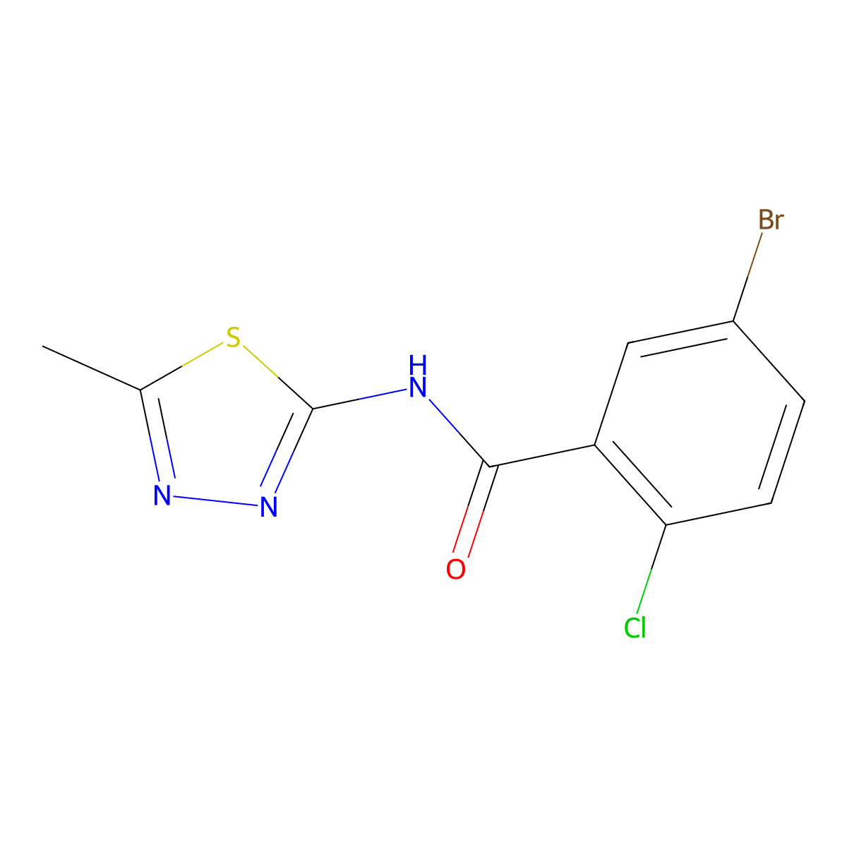 5-bromo-2-chloro-N-(5-methyl-1,3,4-thiadiazol-2-yl)benzamide molecular structure, CAS 391863-92-6