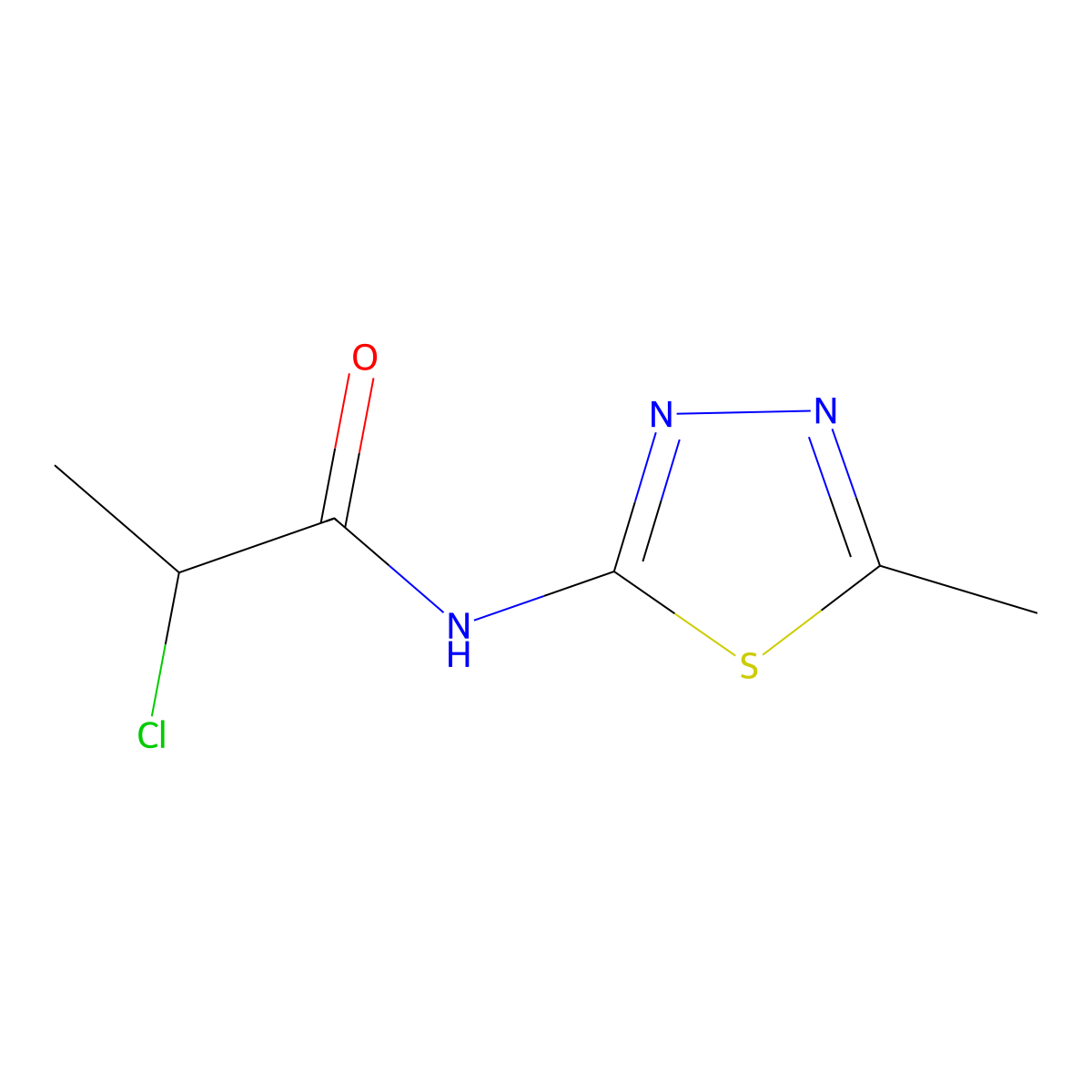 2-chloro-N-(5-methyl-1,3,4-thiadiazol-2-yl)propanamide molecular structure, CAS 391863-94-8