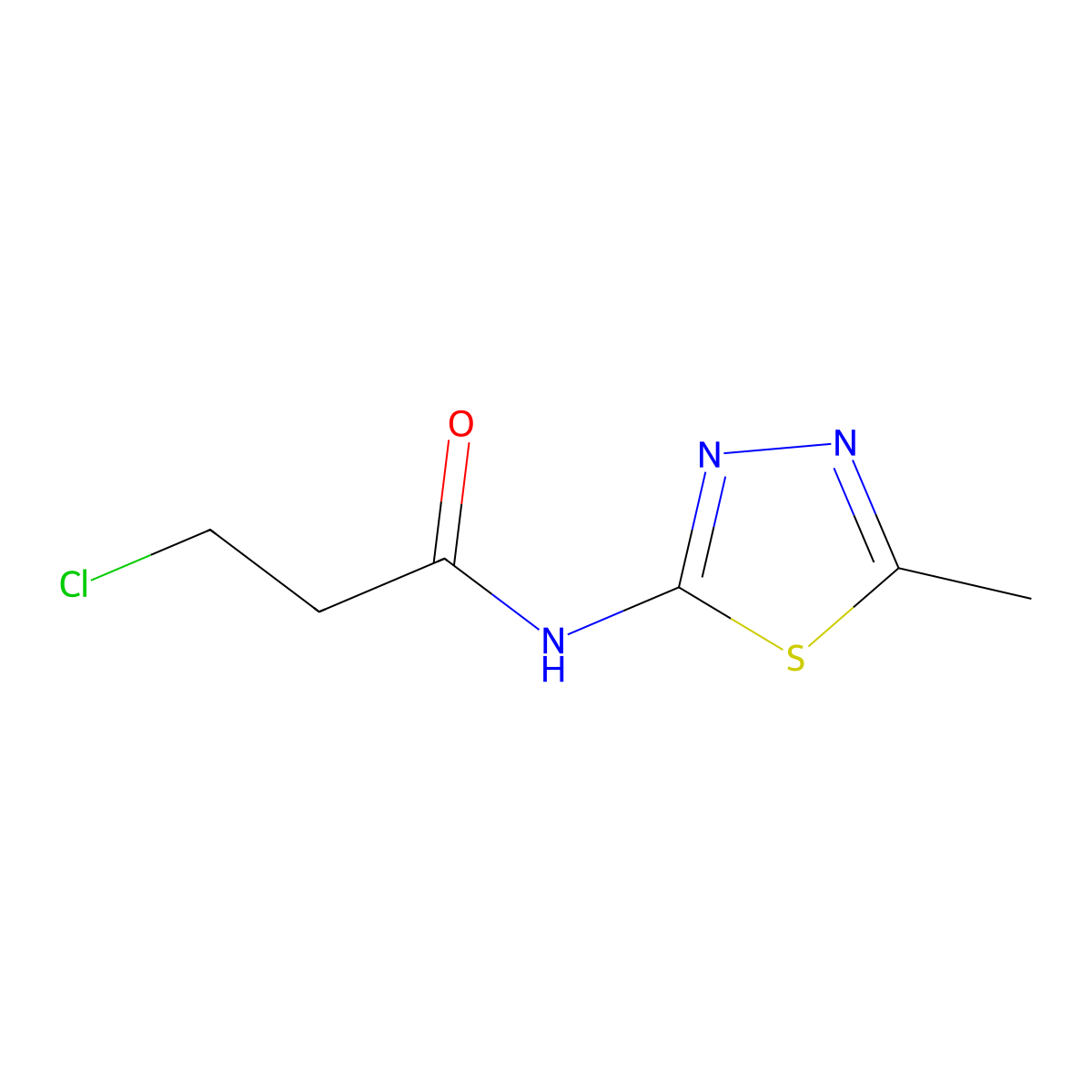 3-chloro-N-(5-methyl-1,3,4-thiadiazol-2-yl)propanamide molecular structure, CAS 391863-95-9
