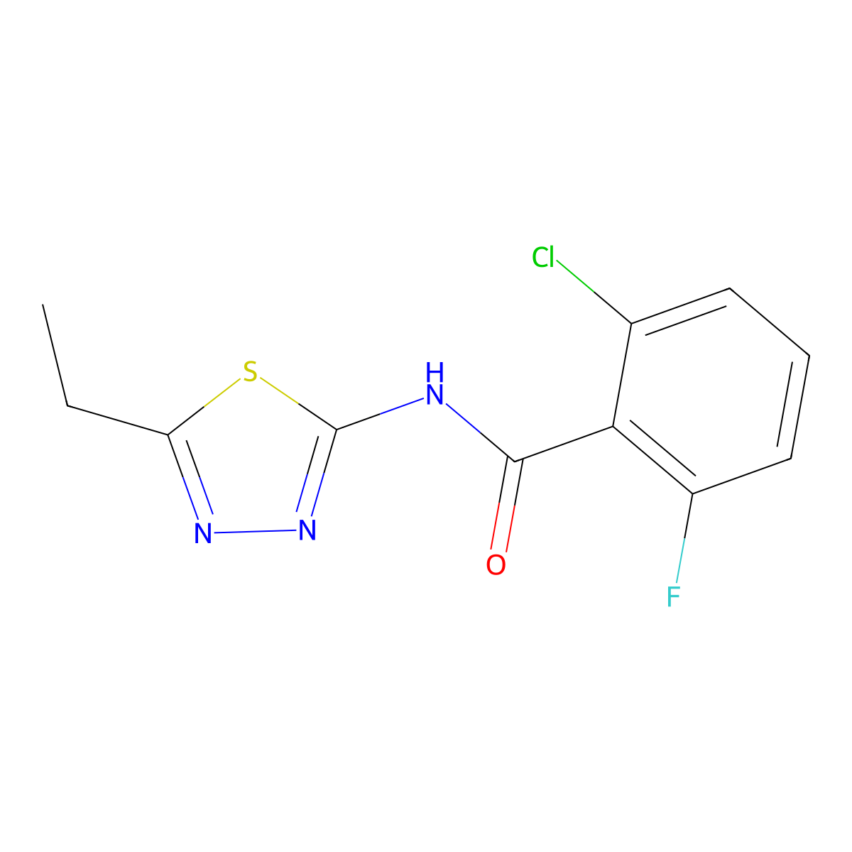 2-chloro-N-(5-ethyl-1,3,4-thiadiazol-2-yl)-6-fluorobenzamide molecular structure, CAS 391863-96-0