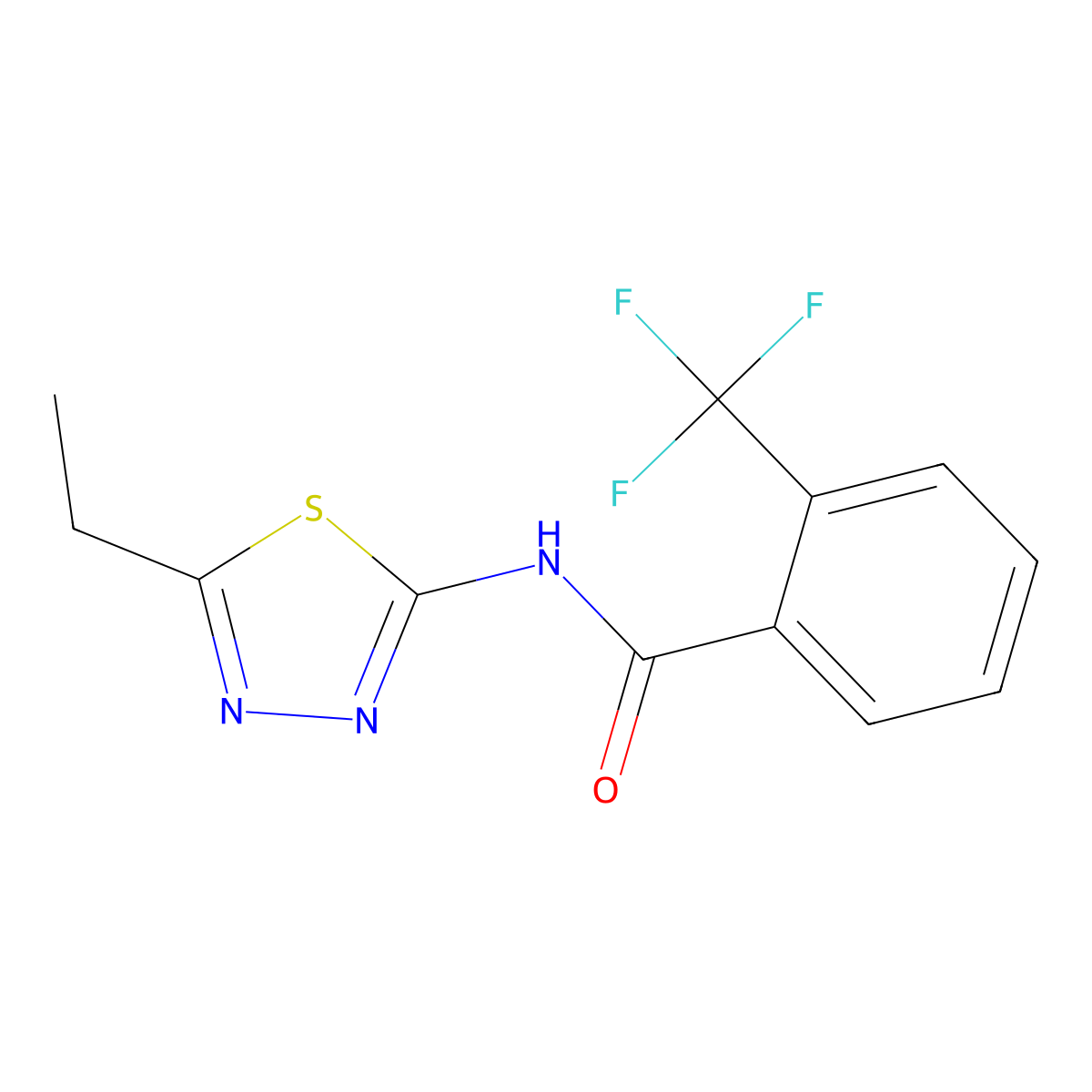 N-(5-ethyl-1,3,4-thiadiazol-2-yl)-2-(trifluoromethyl)benzamide molecular structure, CAS 391863-98-2