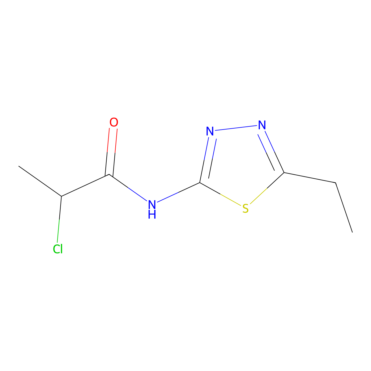 2-chloro-N-(5-ethyl-1,3,4-thiadiazol-2-yl)propanamide molecular structure, CAS 391864-00-9