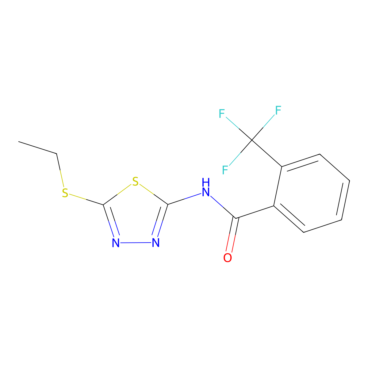 N-[5-(ethylsulfanyl)-1,3,4-thiadiazol-2-yl]-2-(trifluoromethyl)benzamide molecular structure, CAS 391864-04-3