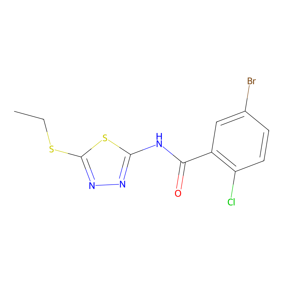 5-bromo-2-chloro-N-[5-(ethylsulfanyl)-1,3,4-thiadiazol-2-yl]benzamide molecular structure, CAS 391864-05-4