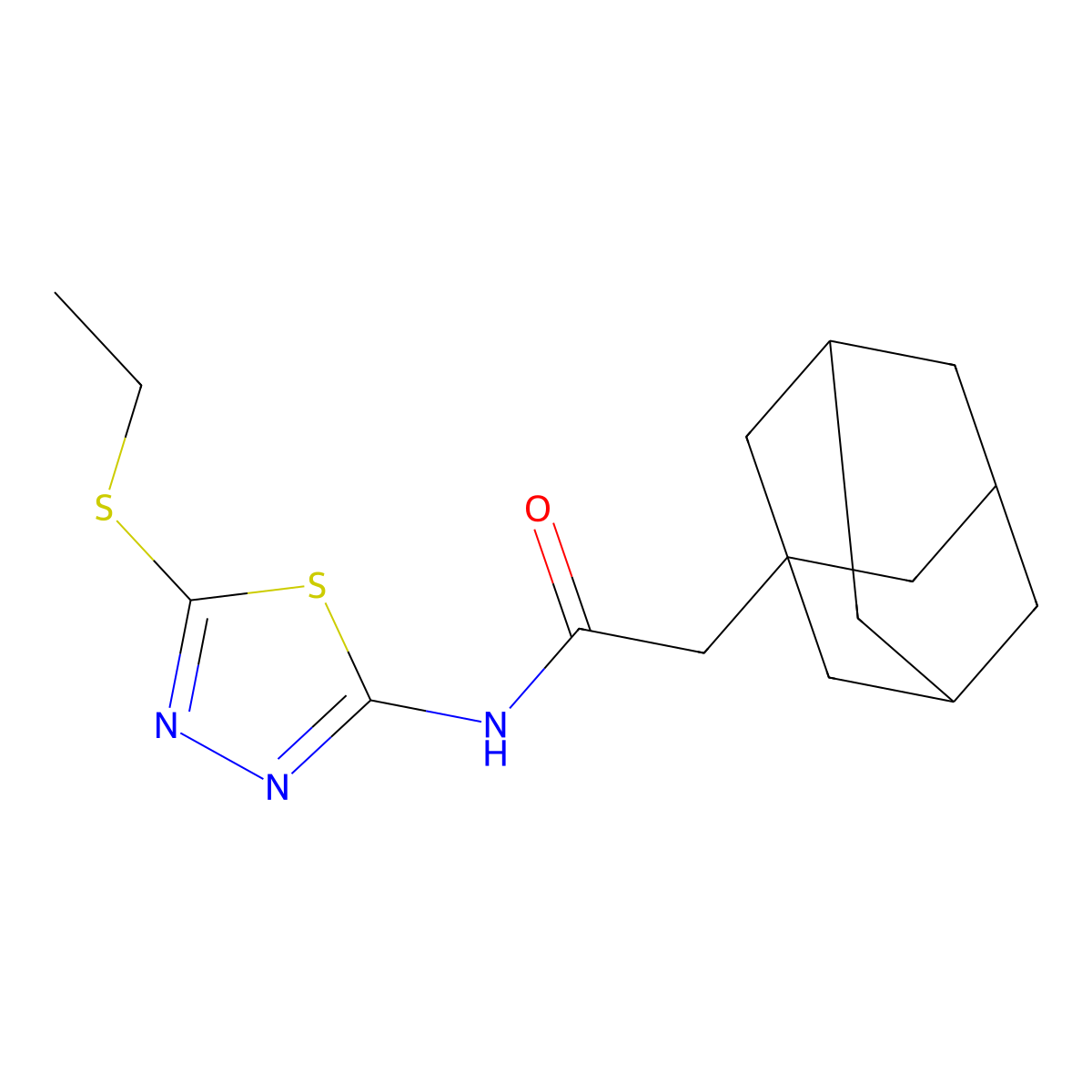 2-(1-adamantyl)-N-(5-ethylsulfanyl-1,3,4-thiadiazol-2-yl)acetamide molecular structure, CAS 391864-06-5